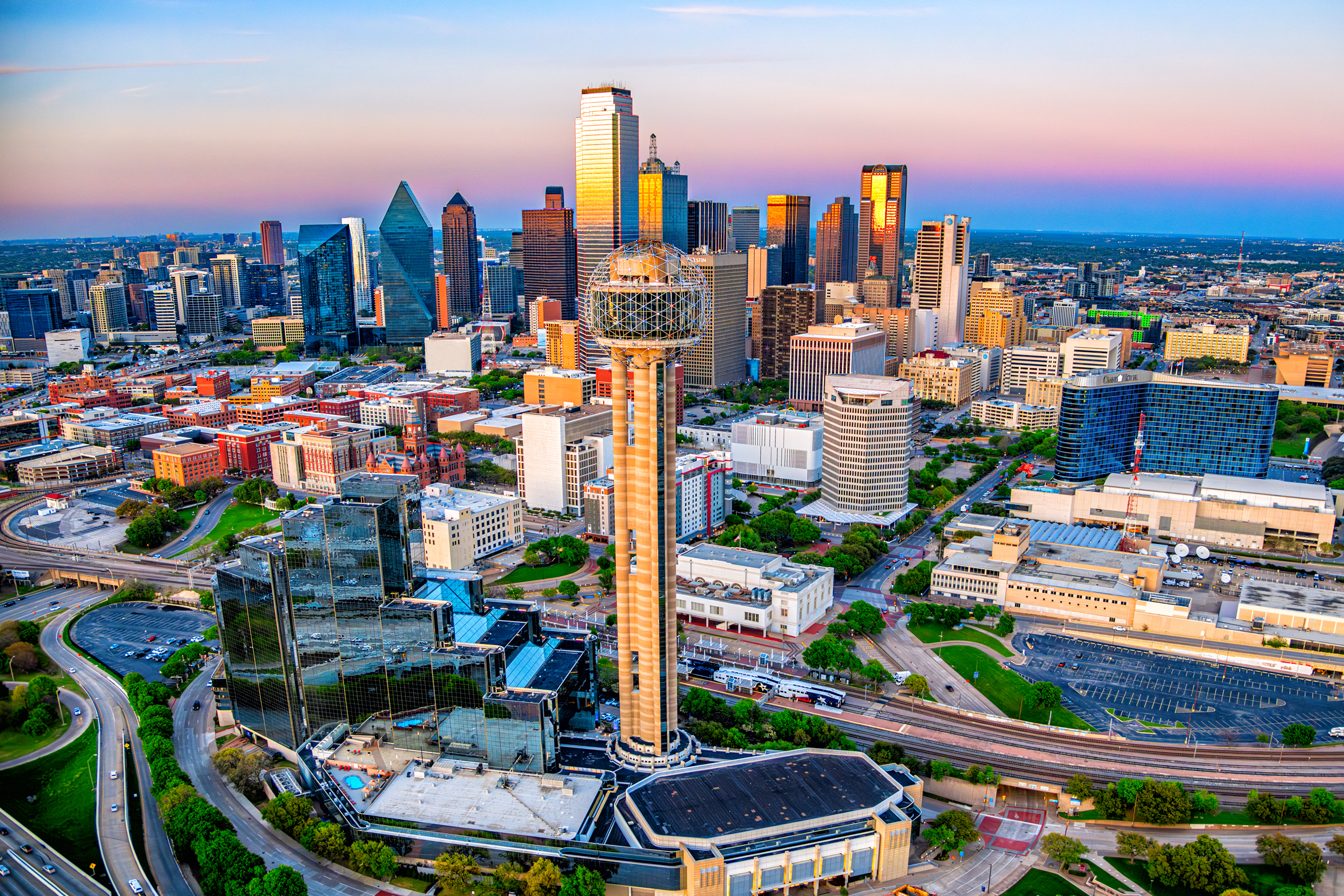 Dallas skyline at sunset