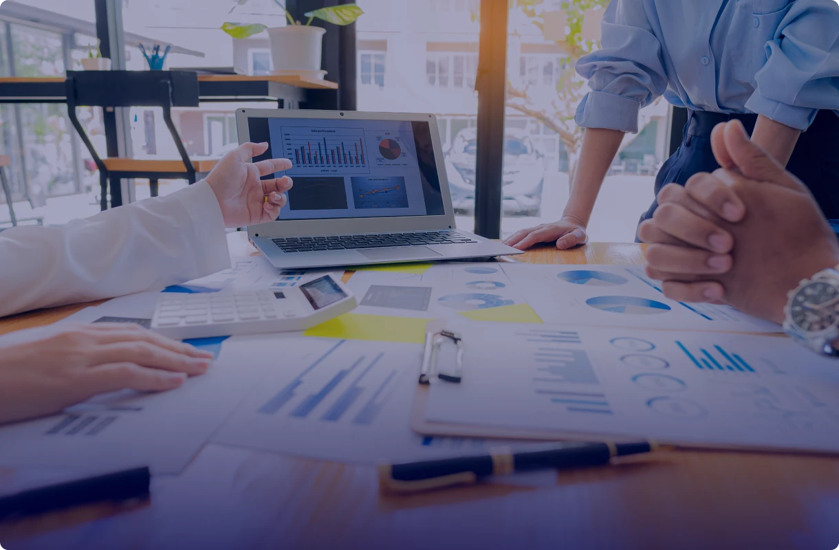 Office table with graphs and documents
